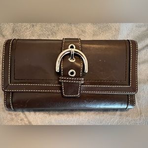 Brown Leather Coach Wallet w/Matching Checkbook Cover